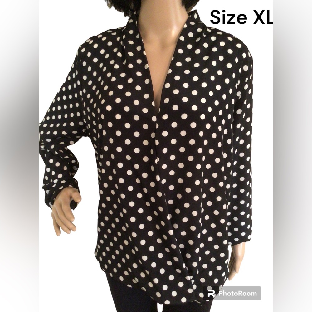 THX Collection Black and White Polka Dot Blouse